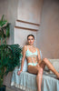 deep v, criss cross back bikini top in mint (honeydew)